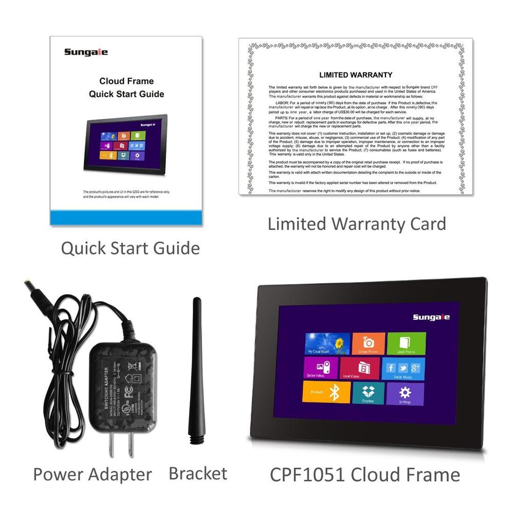 Sungale CPF1051  10" Smart Wi-Fi Cloud Digital Photo Frame with High Resolution IPS Touch Screen