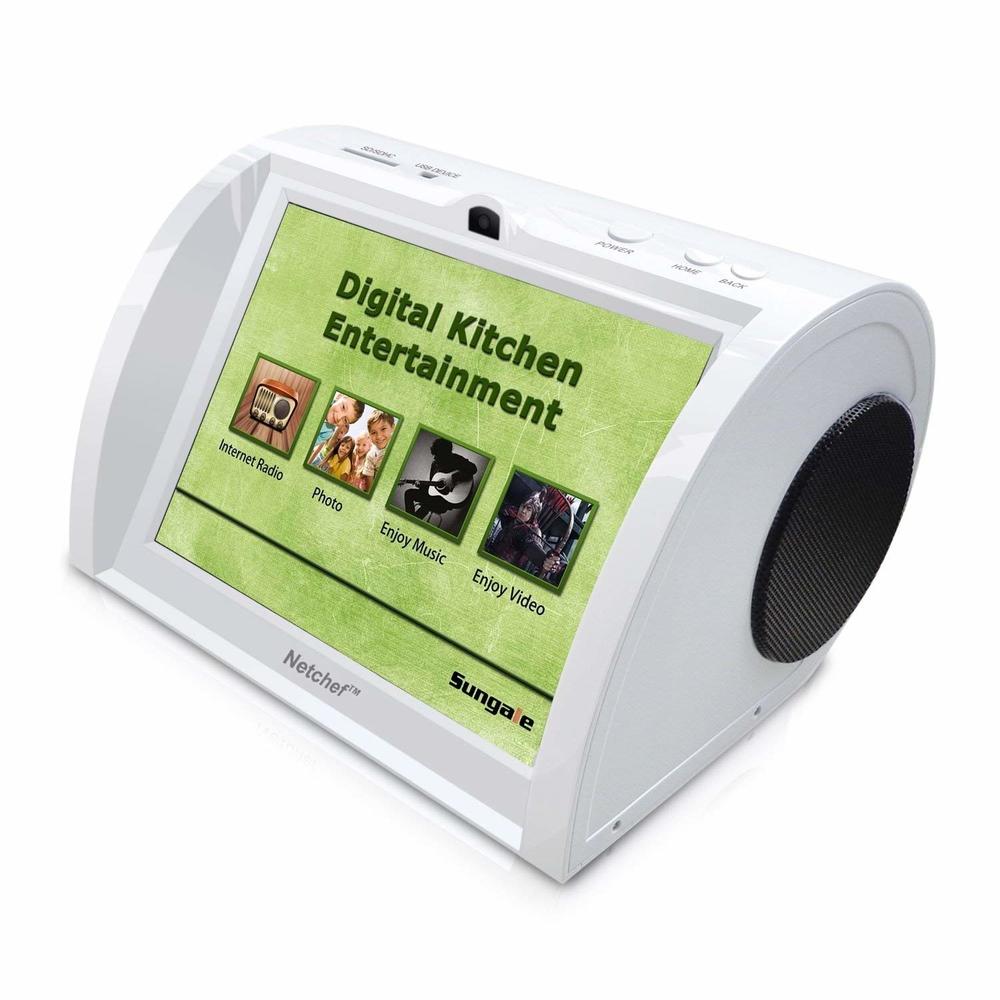 Sungale NC820-W Kitchen Entertainment,Countertop   Design, Hi-Fi Speakers, Radio Stations, Stream Videos, Movies, Music, Recipes, 8" Touch Panel