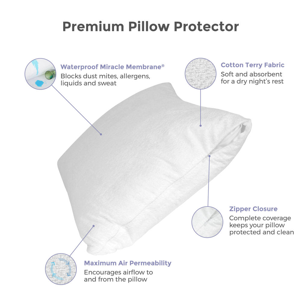 Protect-A-Bed Premium Pillow Protector -Standard