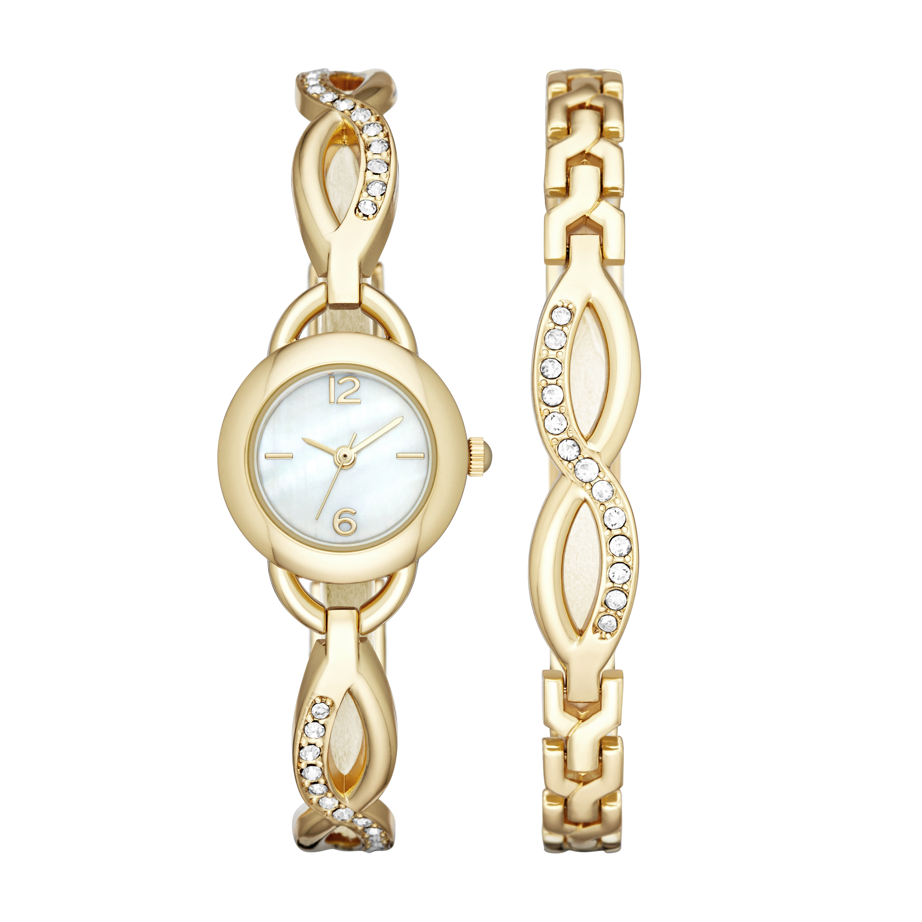 Ladies Gold Bracelet Watch Set