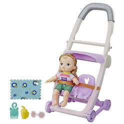 Baby Alive Littles, Push ‘N Kick Stroller, Little Ana, Blonde Hair Doll, Legs Kick, 6 Accessories, Toy for Kids Ages 3 Years Old