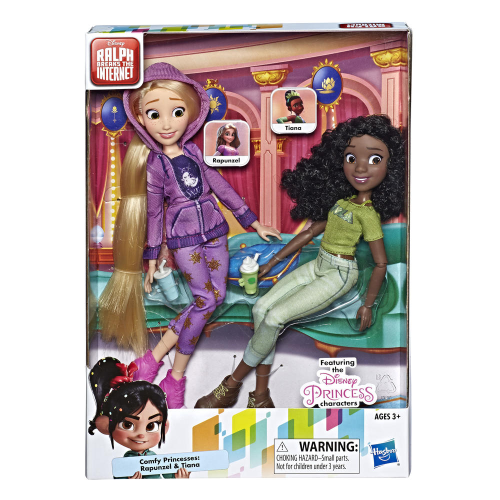 Disney Princess Ralph Breaks the Internet Movie Dolls, Rapunzel and Tiana Dolls with Comfy Clothes and Accessories