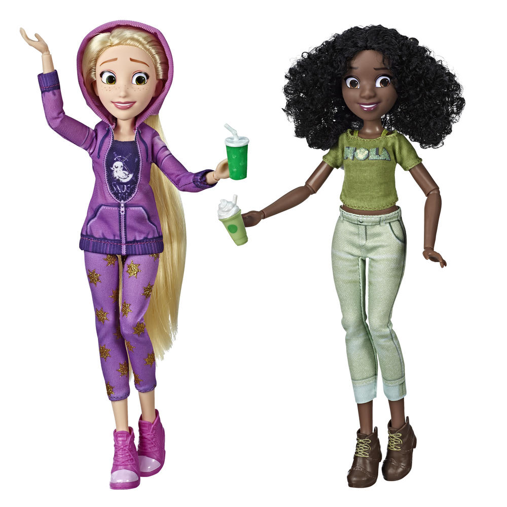 Disney Princess Ralph Breaks the Internet Movie Dolls, Rapunzel and Tiana Dolls with Comfy Clothes and Accessories