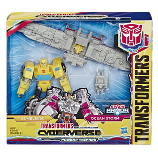 Transformers Toys Cyberverse Spark Armor Bumblebee Action Figure Combines With Ocean Storm Spark Armor Vehicle To Power Up