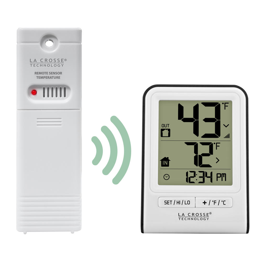 La Crosse Technology  308-1409WT Wireless Temperature Station with Time,White