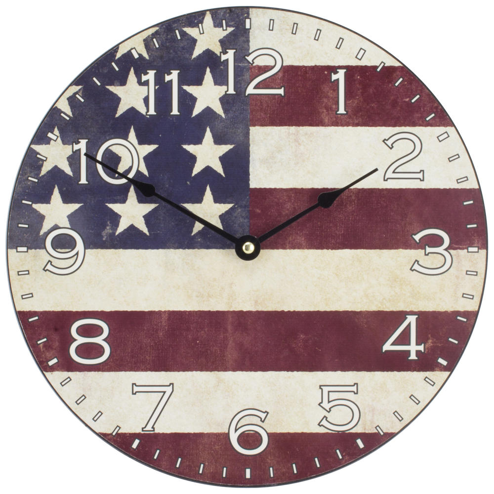 La Crosse Clock La Crosse 404-2631F 12&#8221; American Flag D&#233;cor Wall Clock Wall Clock