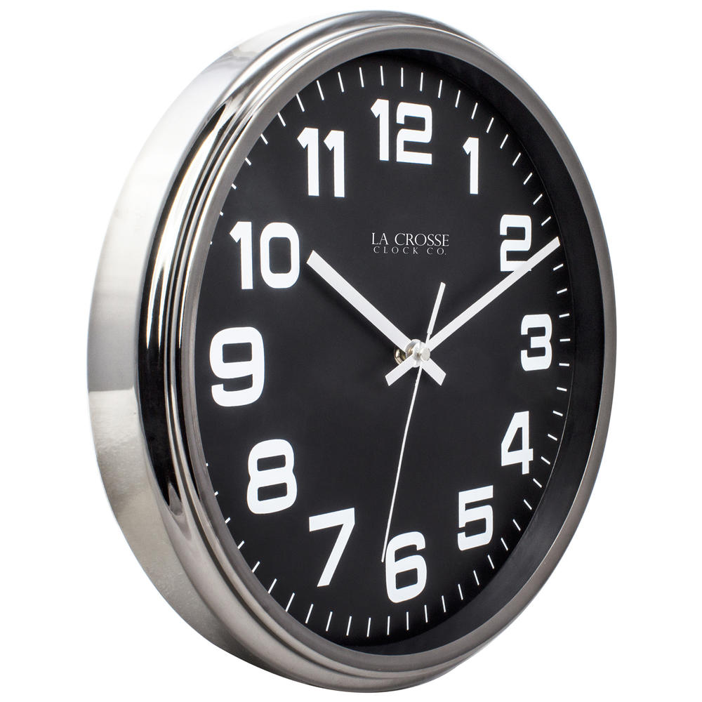 La Crosse Clock  404-2631GM 12 Inch Round Metal Analog Wall Clock with Gunmetal Finish