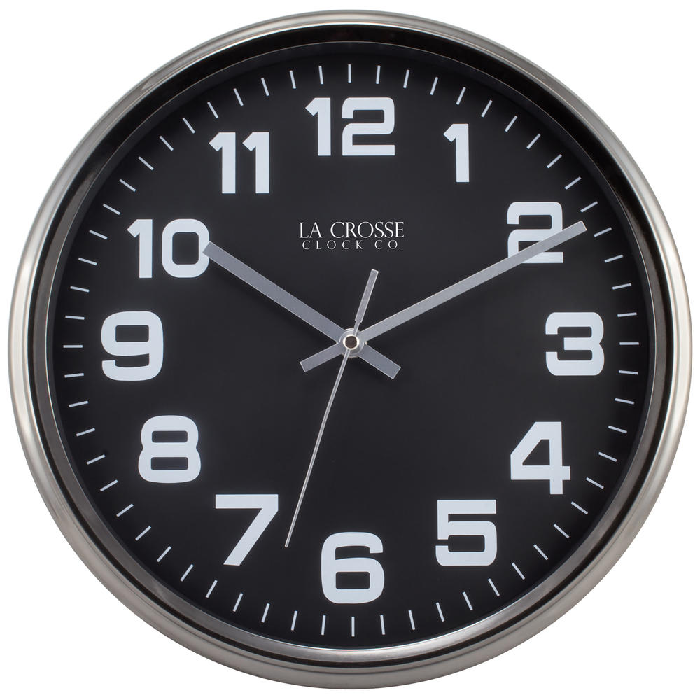La Crosse Clock  404-2631GM 12 Inch Round Metal Analog Wall Clock with Gunmetal Finish