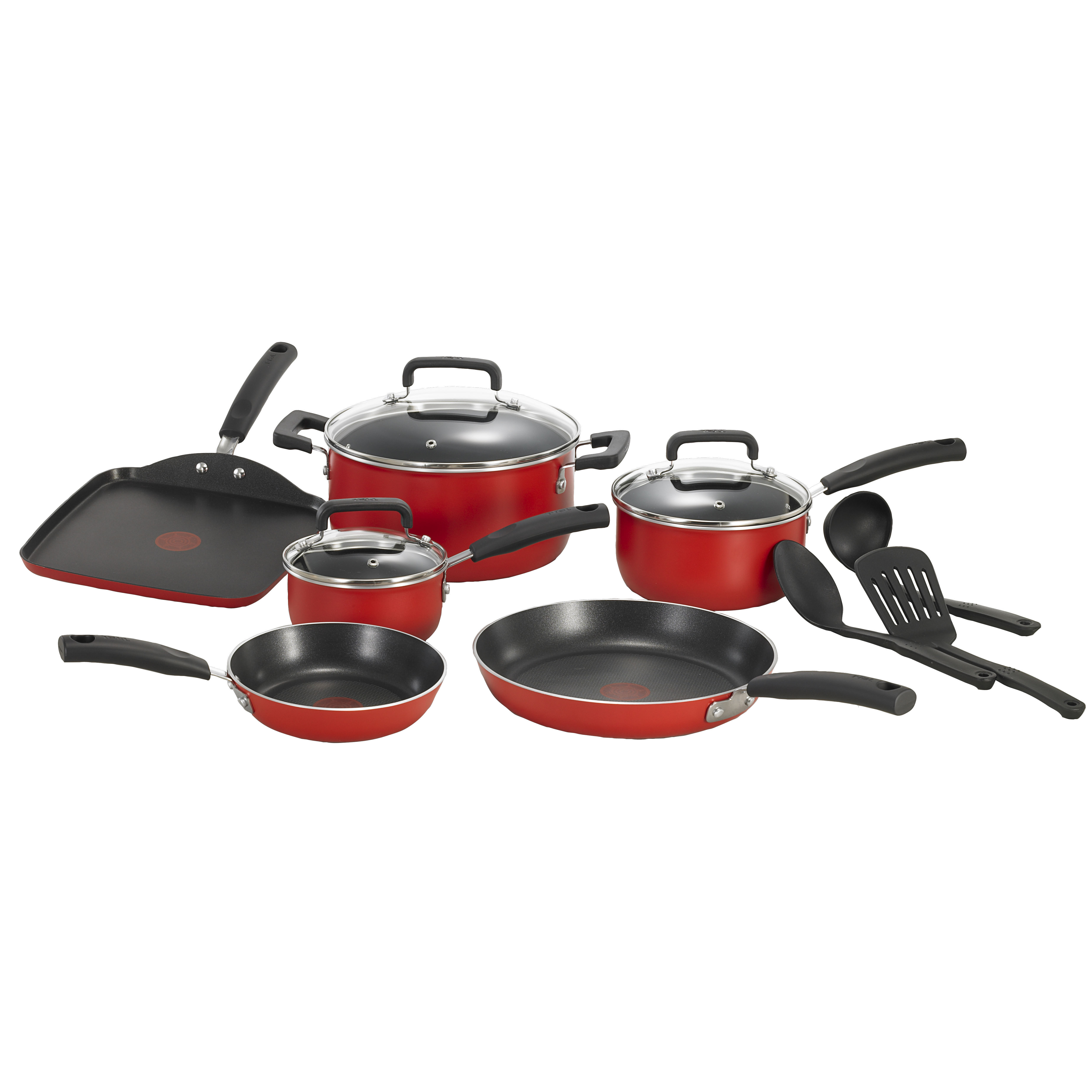 T-fal 12-Piece Signature Total Non-Stick Cookware in Red