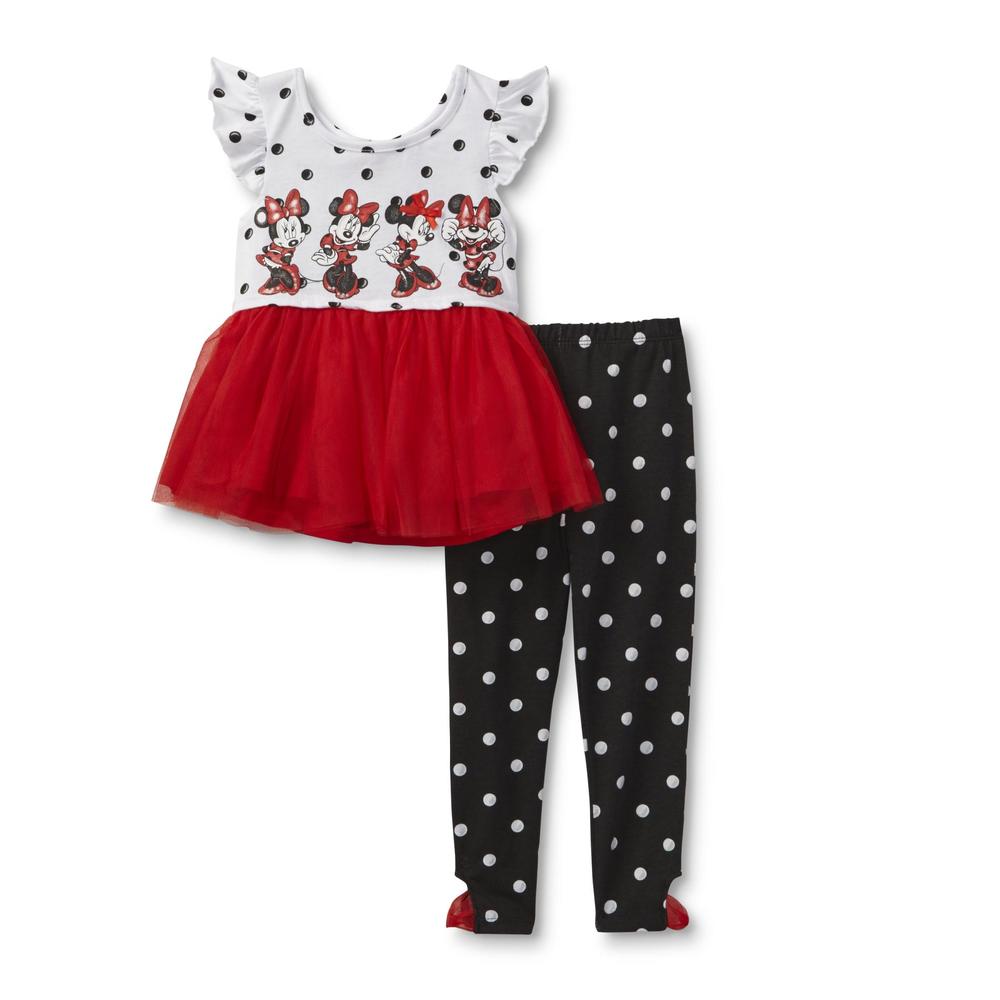 Disney Minnie Mouse Toddler Girl's Ruffled Top & Leggings