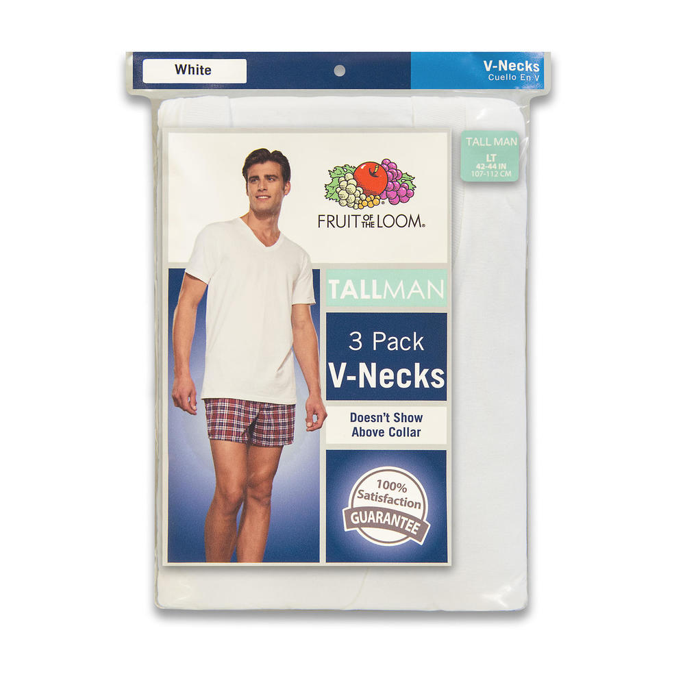 Fruit of the Loom 3Pk. Men's Tall Undershirts VNecks