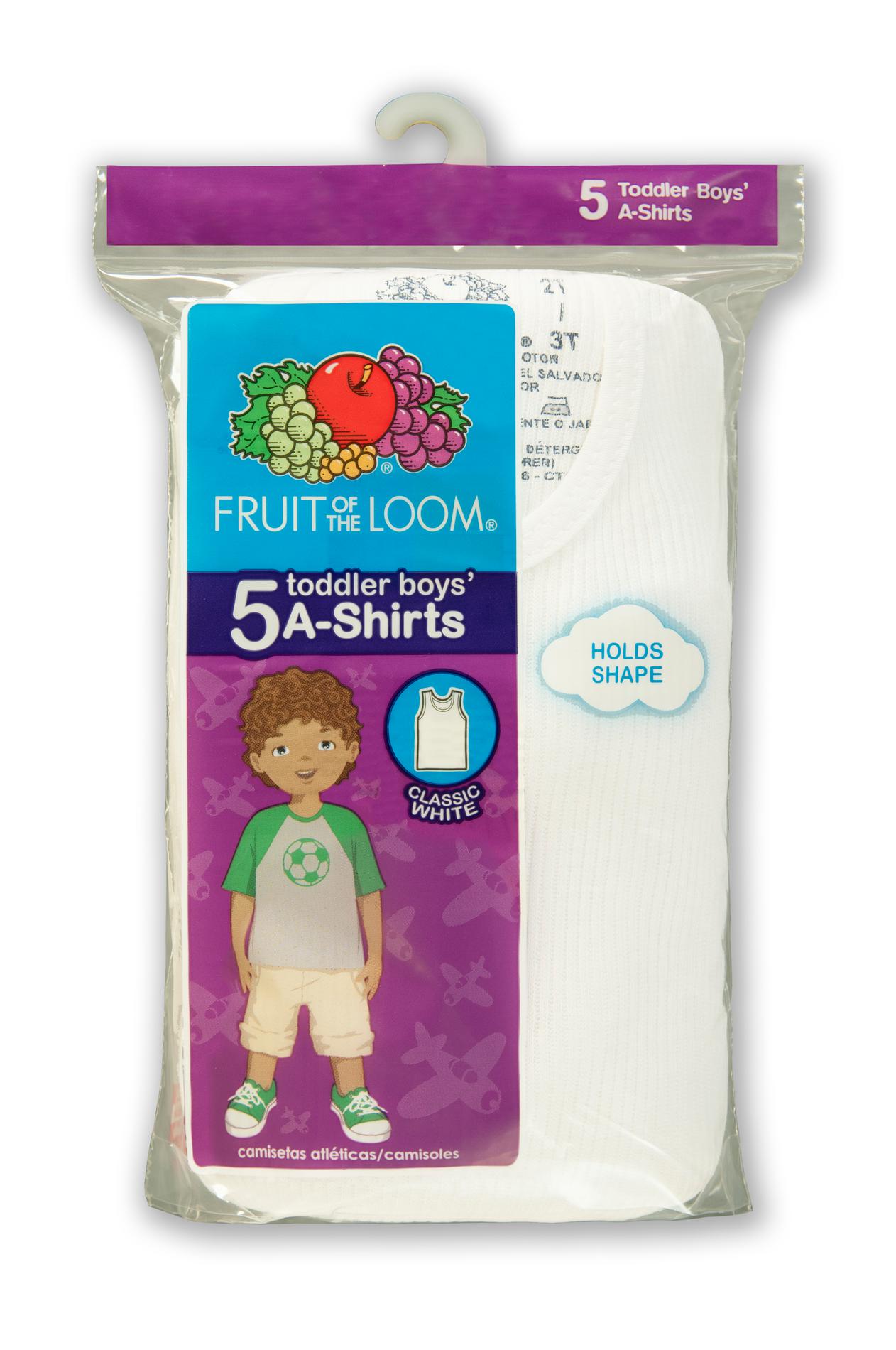 Fruit of the Loom Toddler Boy's 5-Pack Cotton Undershirts - A-Shirts