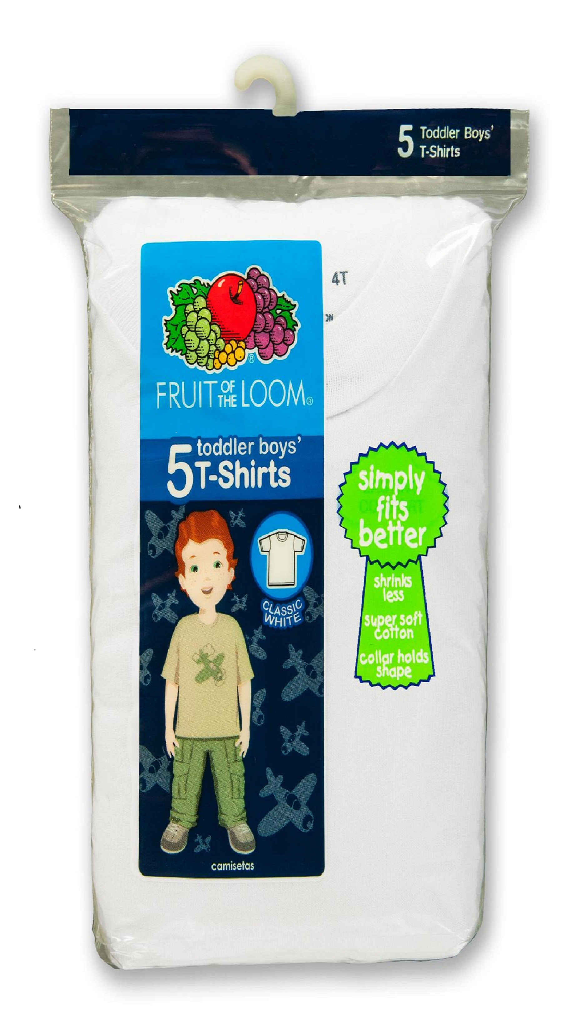 Fruit of the Loom Toddler Boy's 5-Pack Cotton Undershirts - T-Shirts