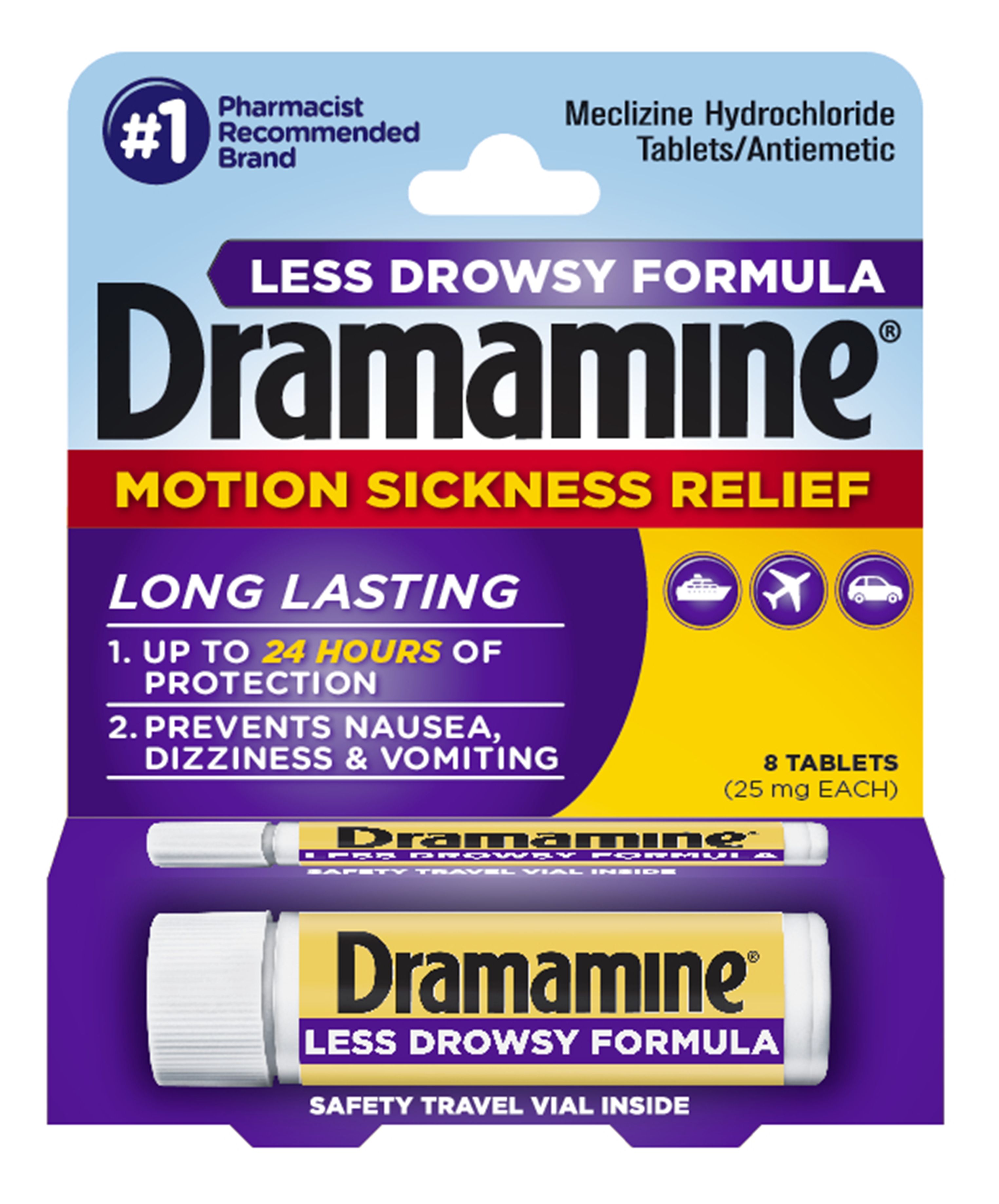 Dramamine Motion Sickness Relief Less Drowsey Formula 8 ct Dramamine Motion Sickness Relief Less Drowsey Formula 8 ct