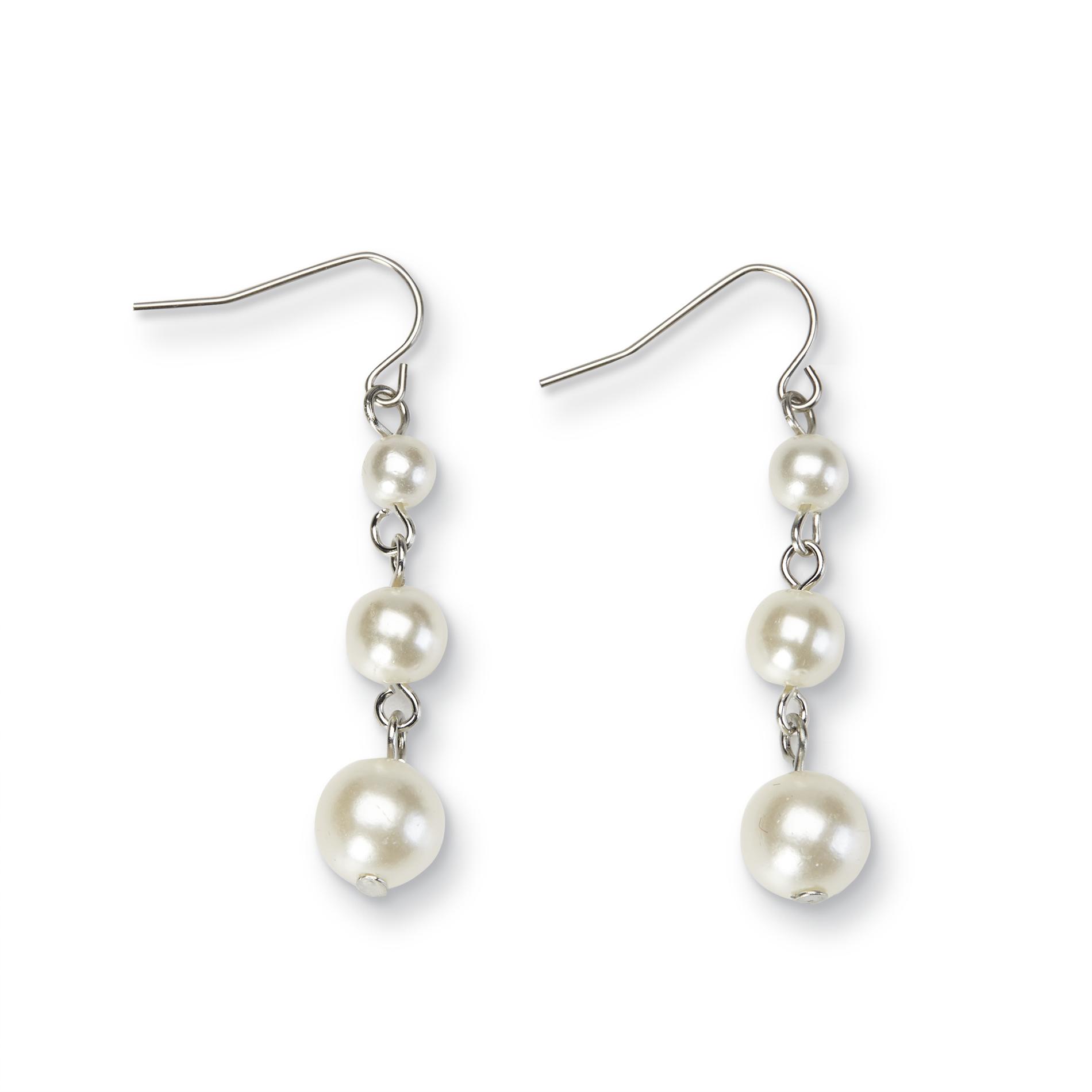 Jaclyn Smith JS PEARL LINEAR DRP PEARL LINEAR DRP EAR, White Jaclyn Smith JS PEARL LINEAR DRP PEARL LINEAR DRP EAR, White