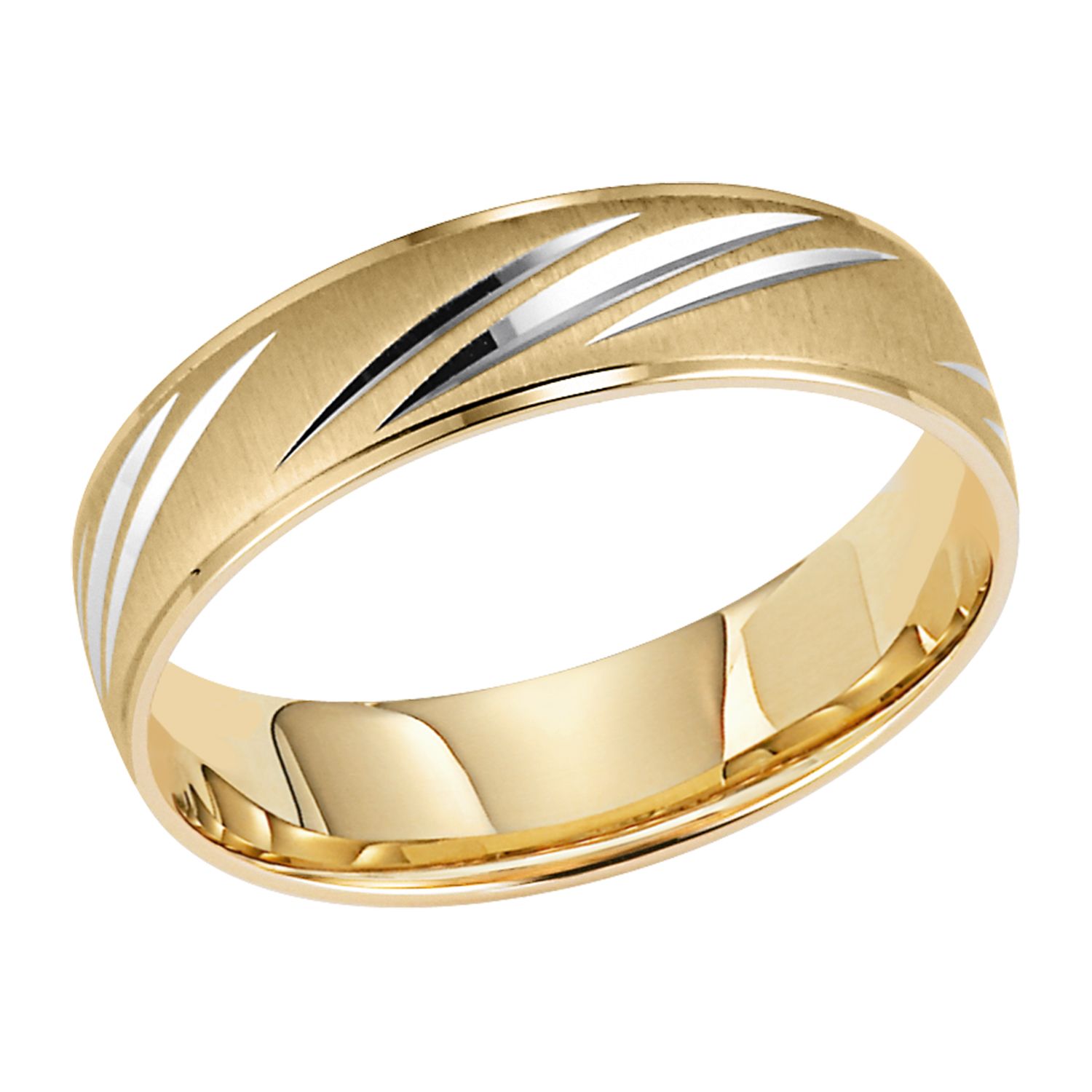 Orange Blossom Men's 10kt Yellow Gold Slashed Engraved Wedding Band