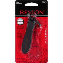 Revlon Twist & Clip Toenail Clipper, 360-Degree Rotating Nail Clipper, Curved Blade