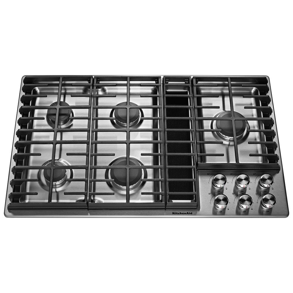 KitchenAid KCGD506GSS  36" 5-Burner Downdraft Gas Cooktop - Stainless Steel