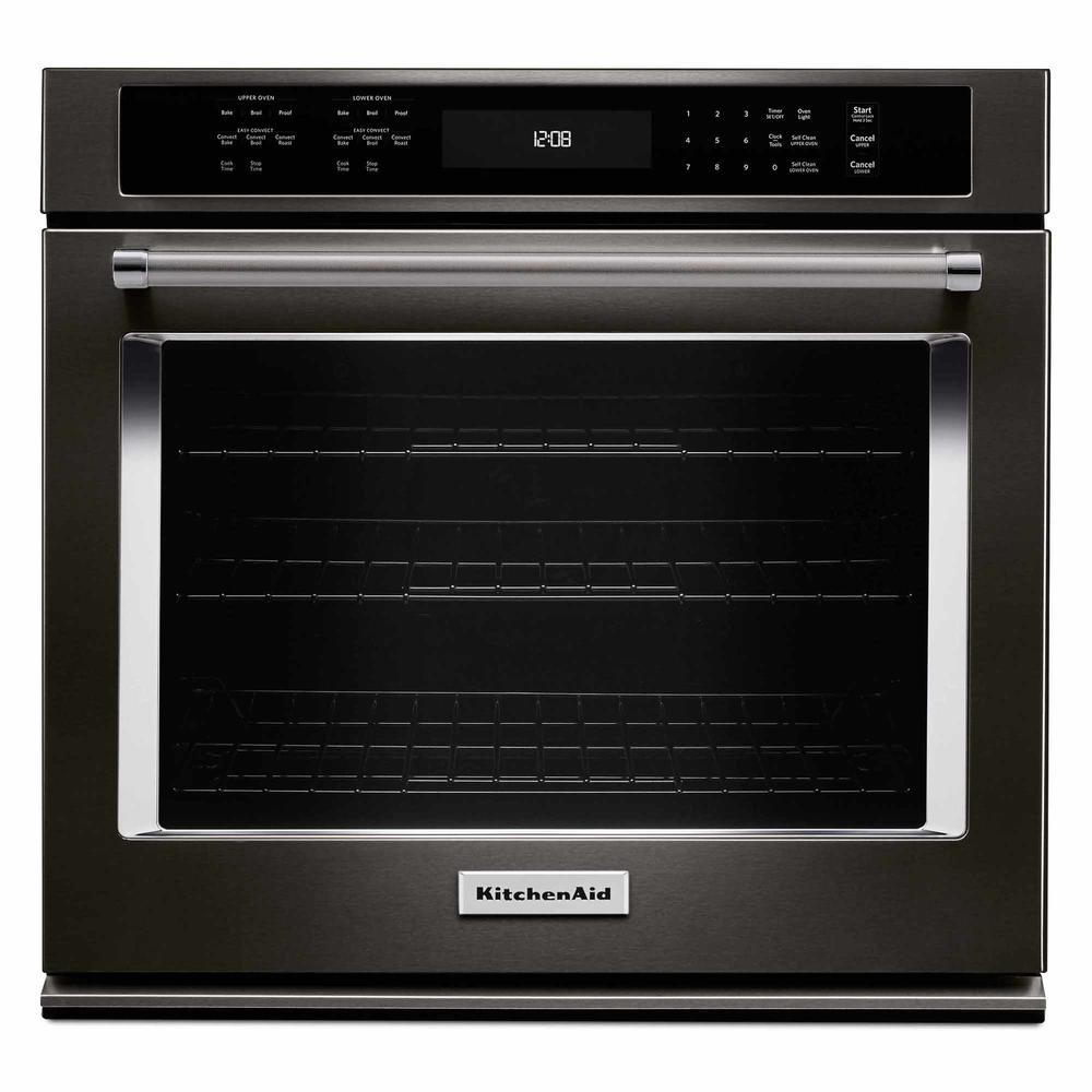 KitchenAid KOSE500EBS  30" Single Wall Oven w/ Even-Heat™ True Convection - Black Stainless