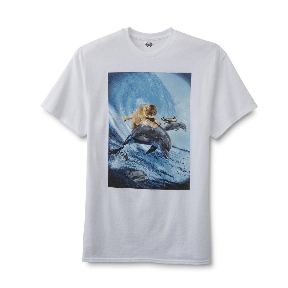 Young Men's Graphic T-Shirt - Cat & Dolphin