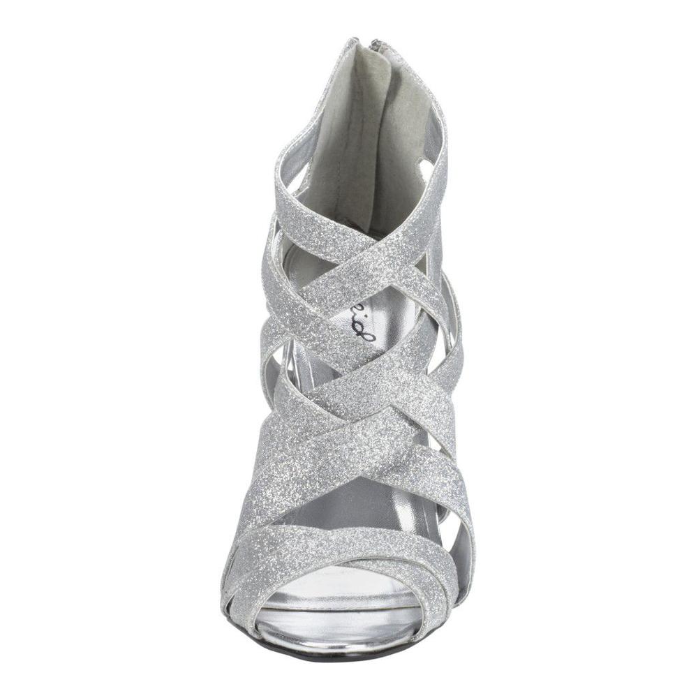 Qupid Women's Policy-06 Glitter Sandal - Silver Glitter