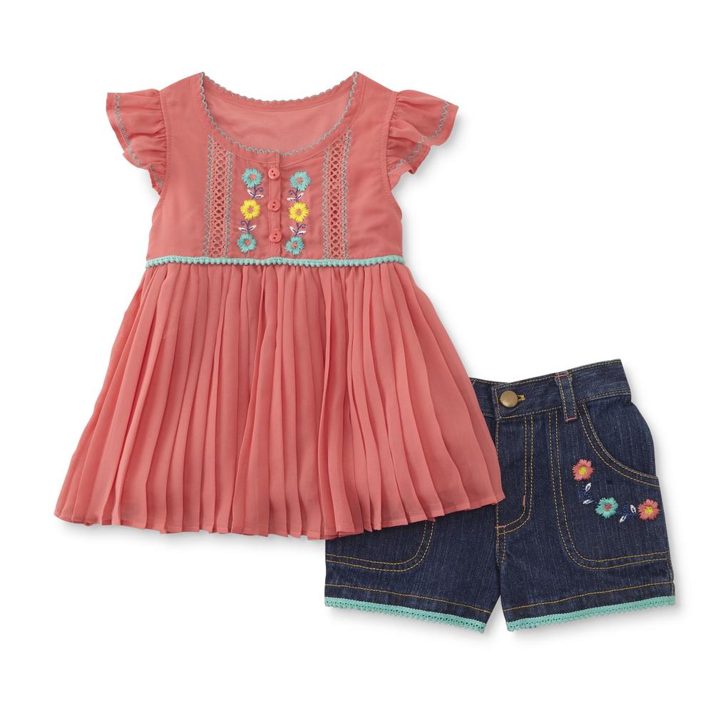 Young Hearts Toddler Girl's Tunic & Denim Shorts - Floral
