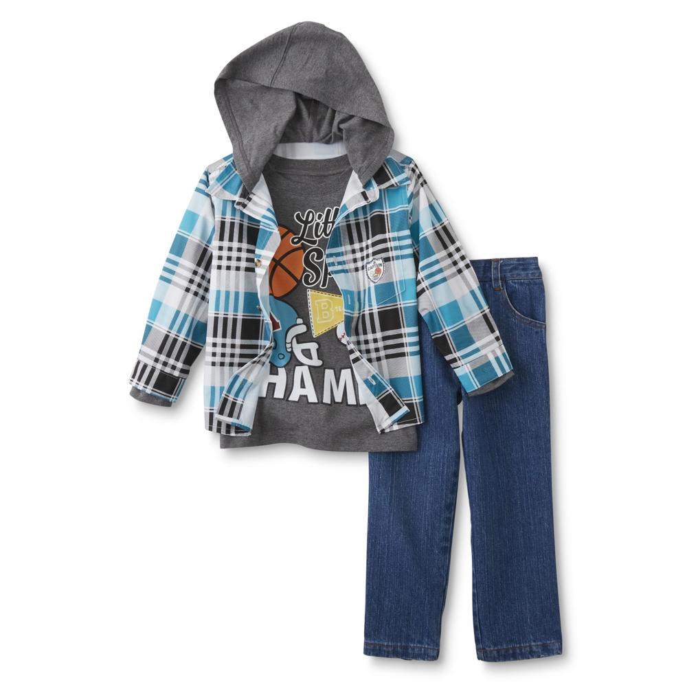 Little Rebels Infant & Toddler Boy's Shirt, T-Shirt & Jeans - Plaid
