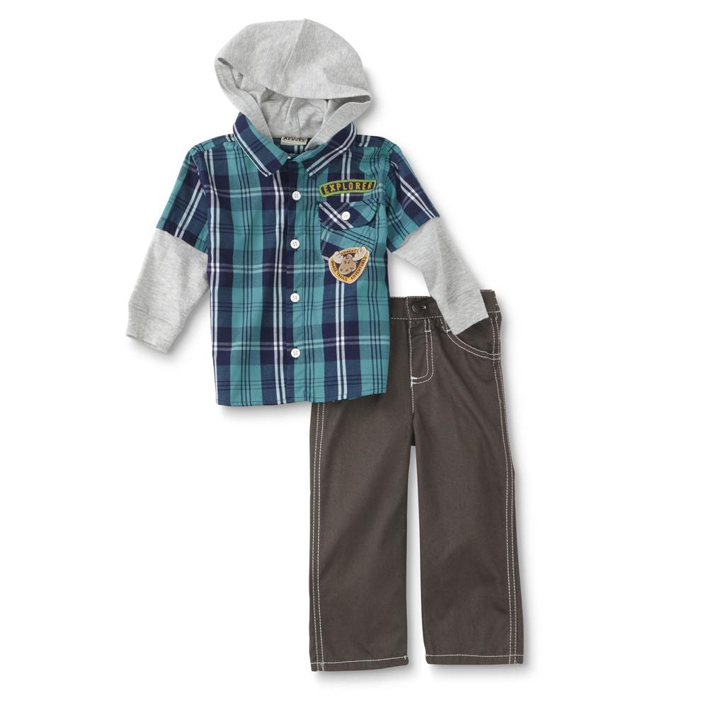 Little Rebels Infant & Toddler Boys' Layered-Look Shirt & Pants - Plaid