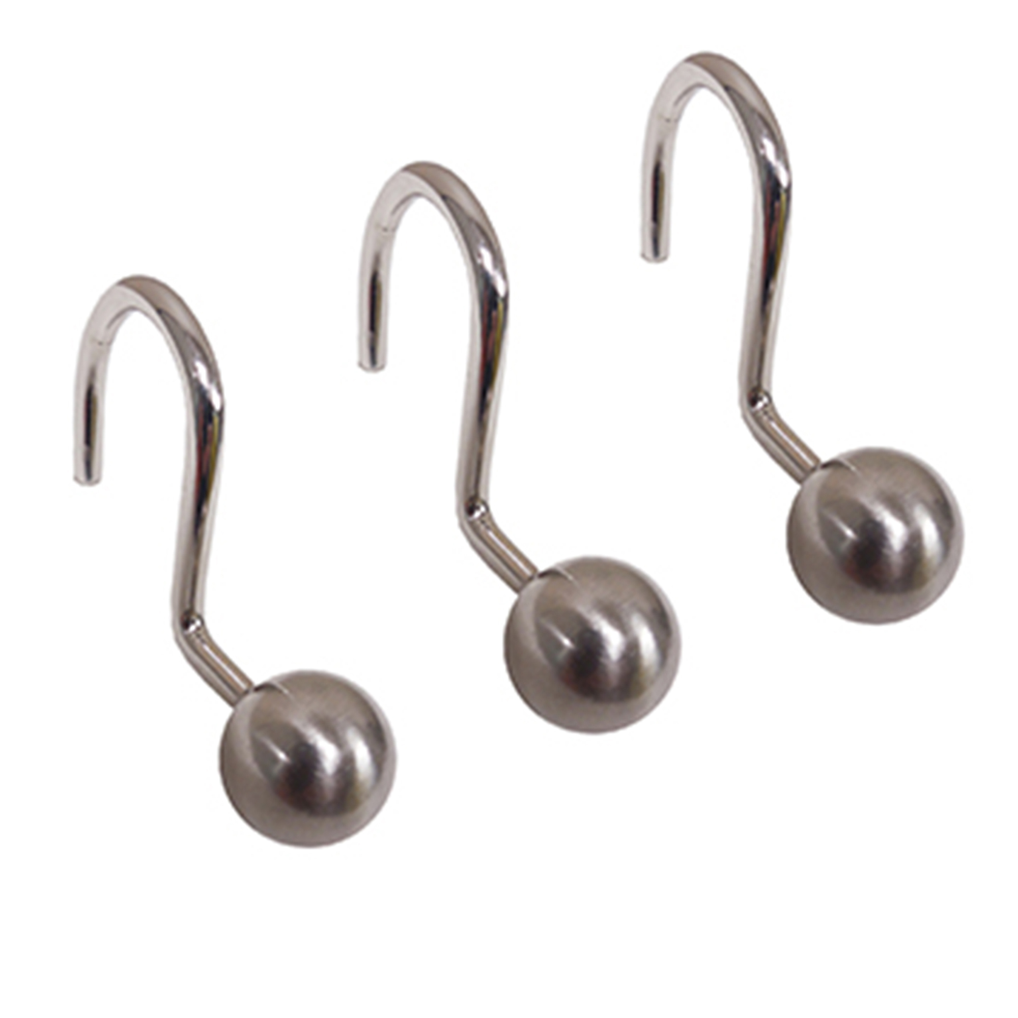 Excell 3-Piece Brushed Nickel Ball Shower Hooks Set, Silver Excell 3-Piece Brushed Nickel Ball Shower Hooks Set, Silver