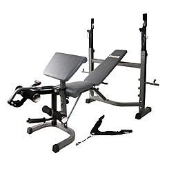 Body Champ Olympic Weight Bench, Workout Equipment for Home Workouts, Bench Press with Preacher Curl, Leg Developer and Crunch H