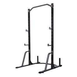 Body champ Power Rack System Adjustable Squat Rack Weight and Bar Holder for Home Fitness Equipment with Built in Floor Anchors