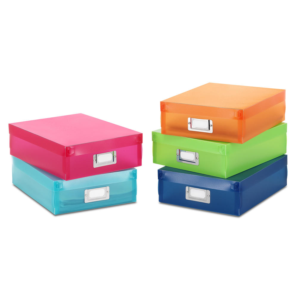 Set of 5 Plastic Document Boxes &#8211; Multicolor