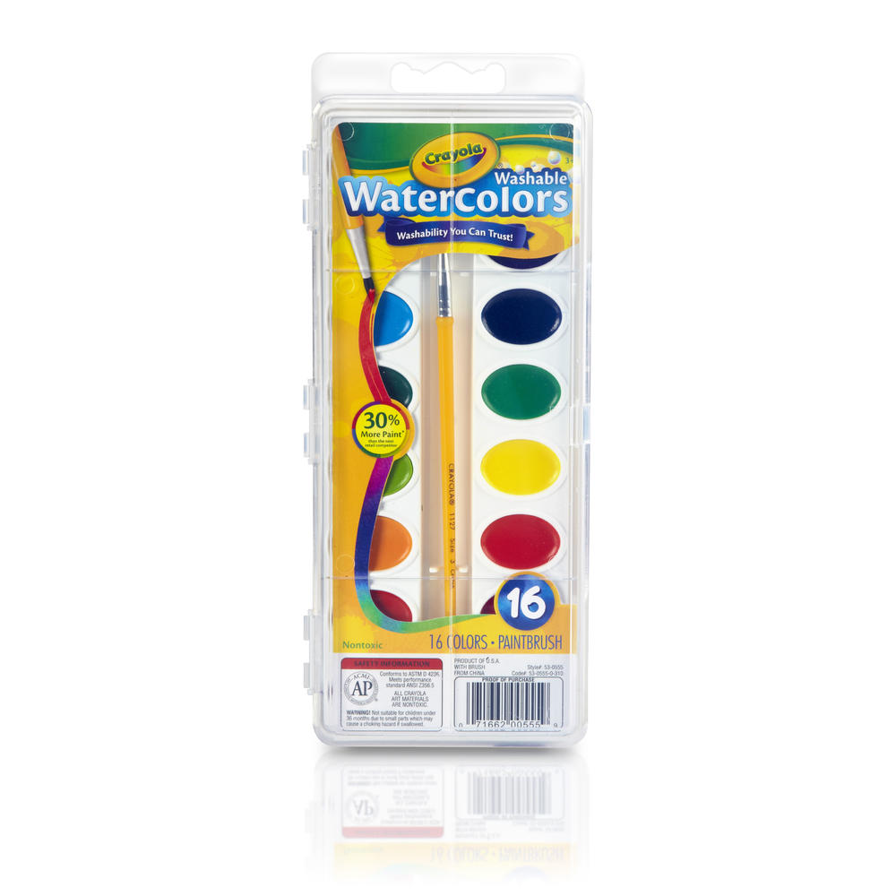 Crayola 25175411 Washable Watercolors, 16 colors