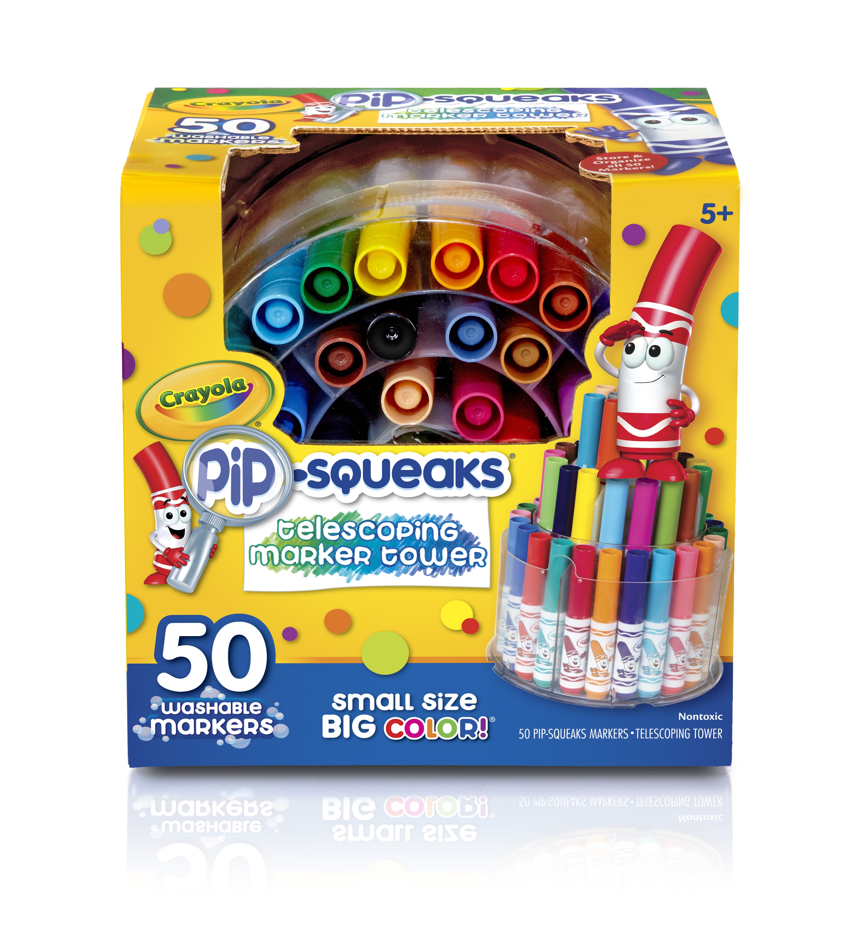 Crayola Pip-Squeaks Telescoping Mini Marker Tower, Washable Markers, 50 markers