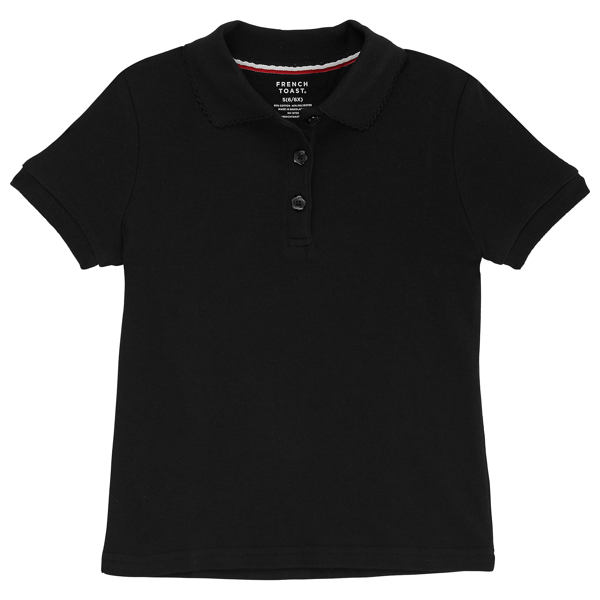 At School by French Toast Short Sleeve Interlock Polo with Picot Collar