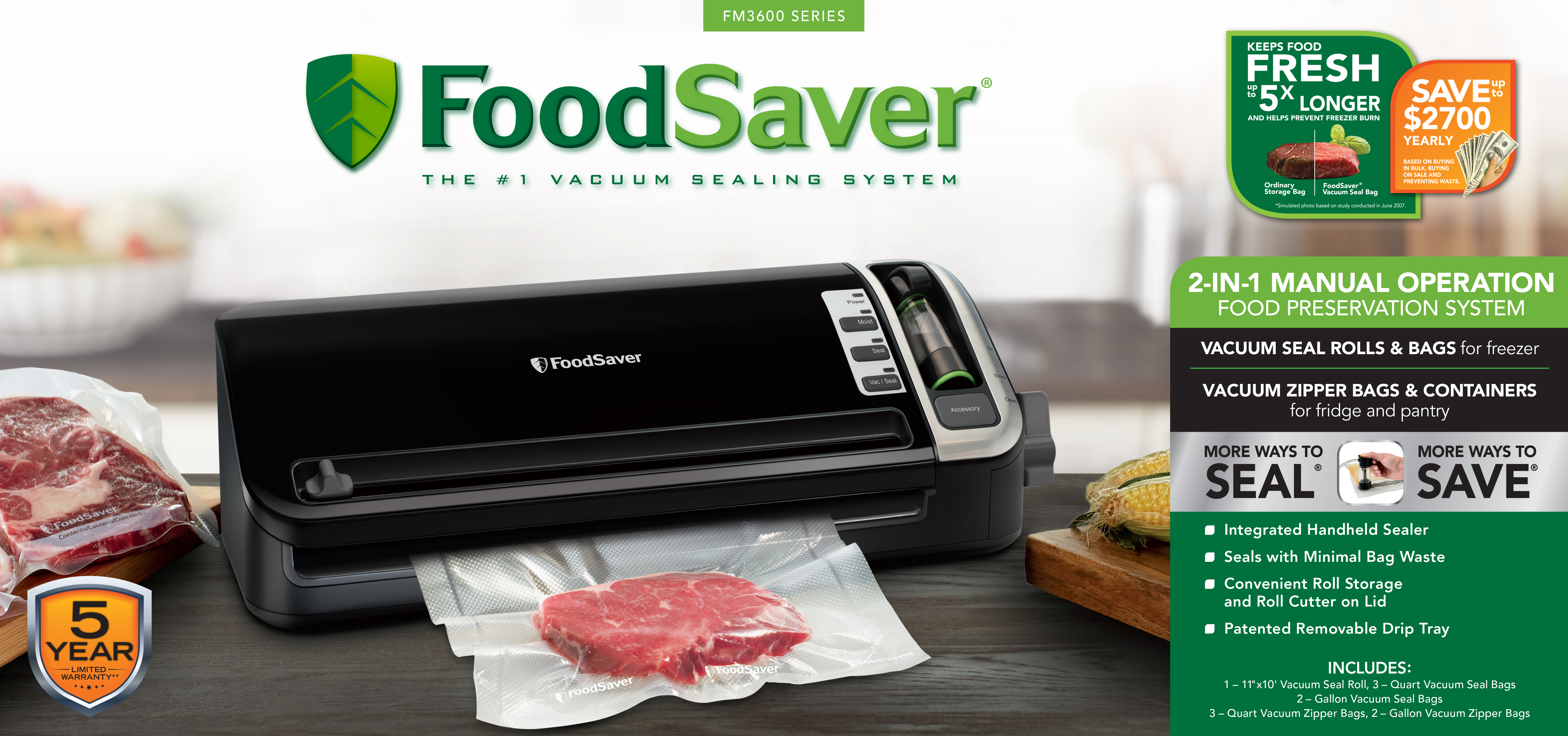 Foodsaver FM3620-000 2-in-1 Manual Food Preservation System | Shop Your