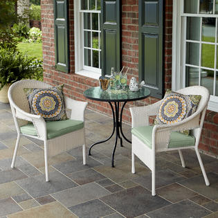 Jaclyn Smith Reece 2pk White Wicker Stack Chair With Green