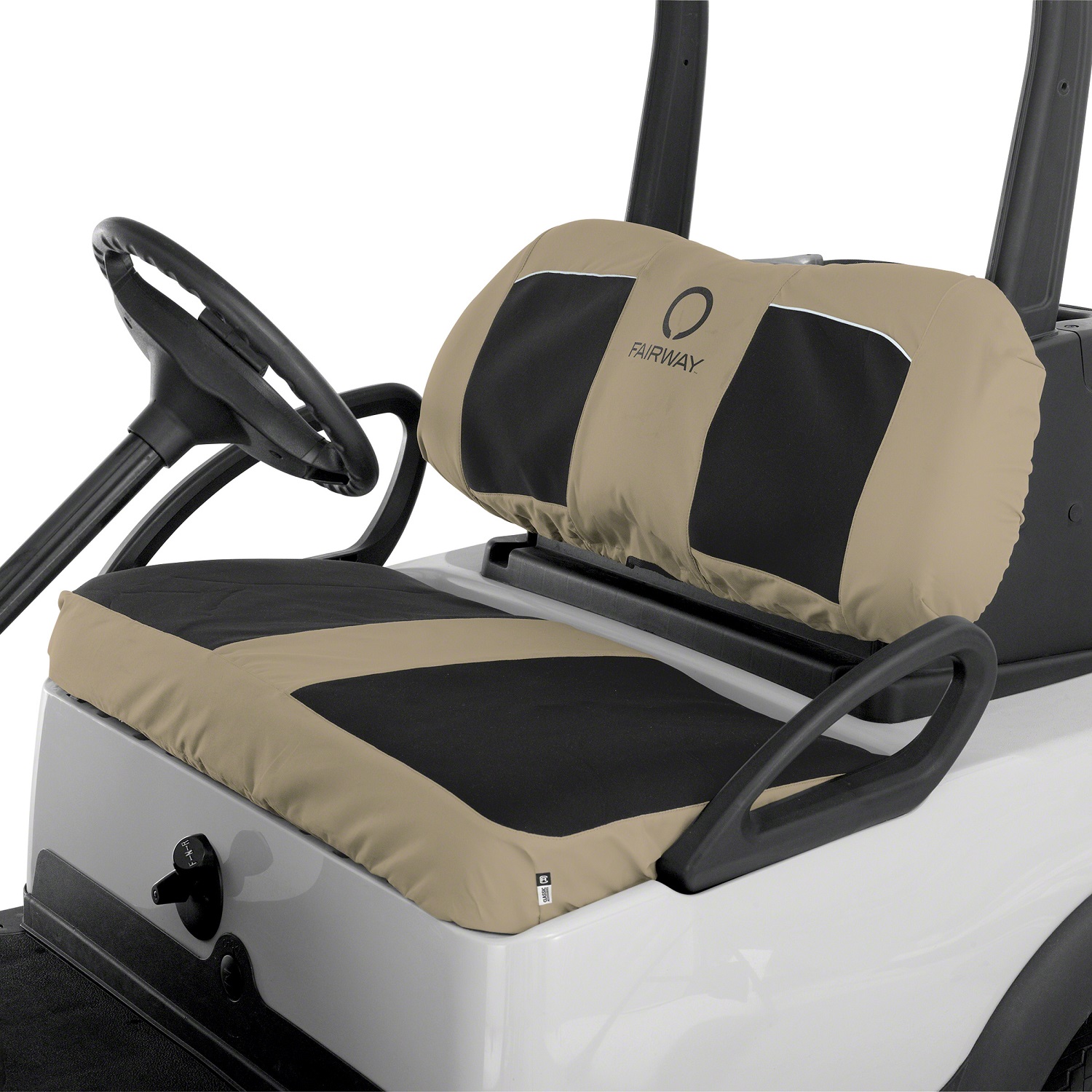 Classic Accessories Fairway Golf Cart Neoprene Panel Bench Seat Cover, Blck/Khaki