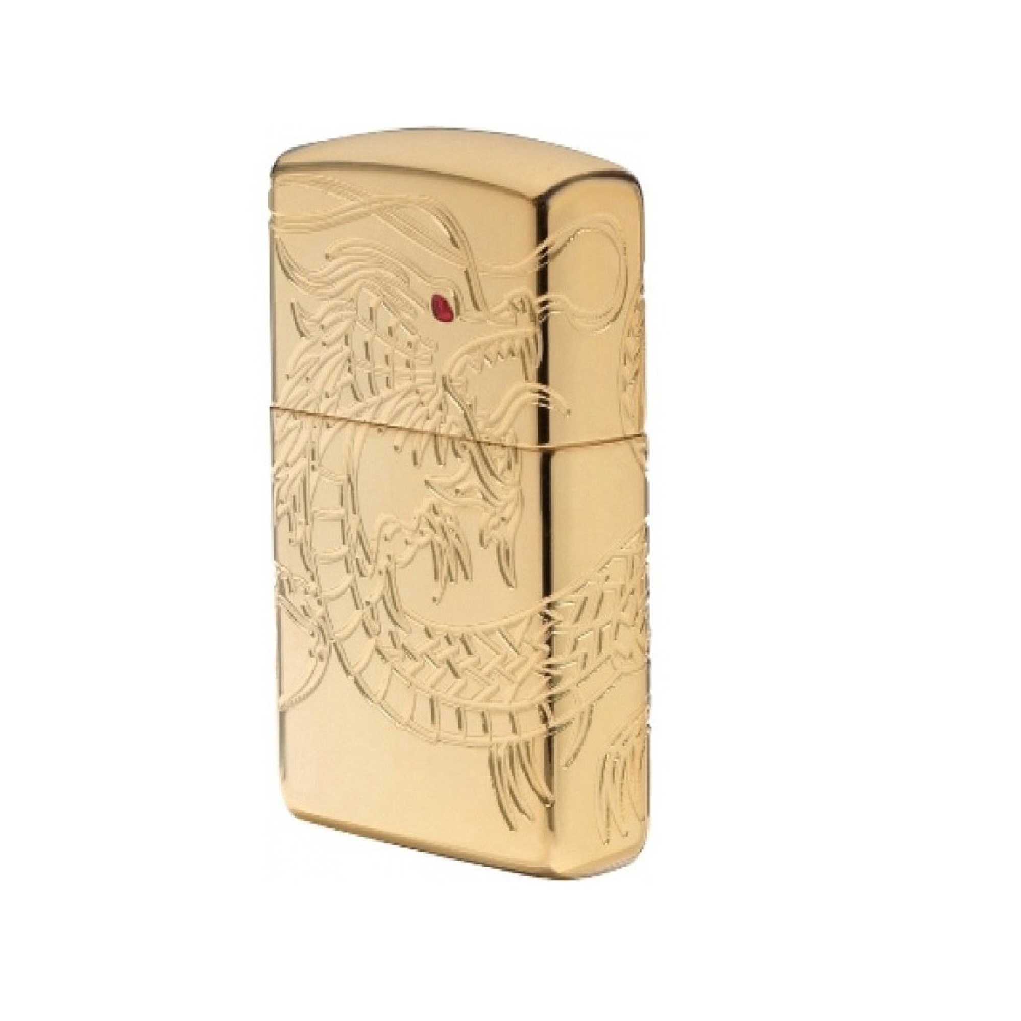 Zippo  Gold Plate with Epoxy Inlay Asian Dragon Lighter