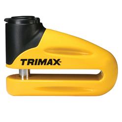 Trimax T665LY Hardened Metal Disc Lock - Yellow 10mm Pin (Long Throat) with Pouch & Reminder Cable