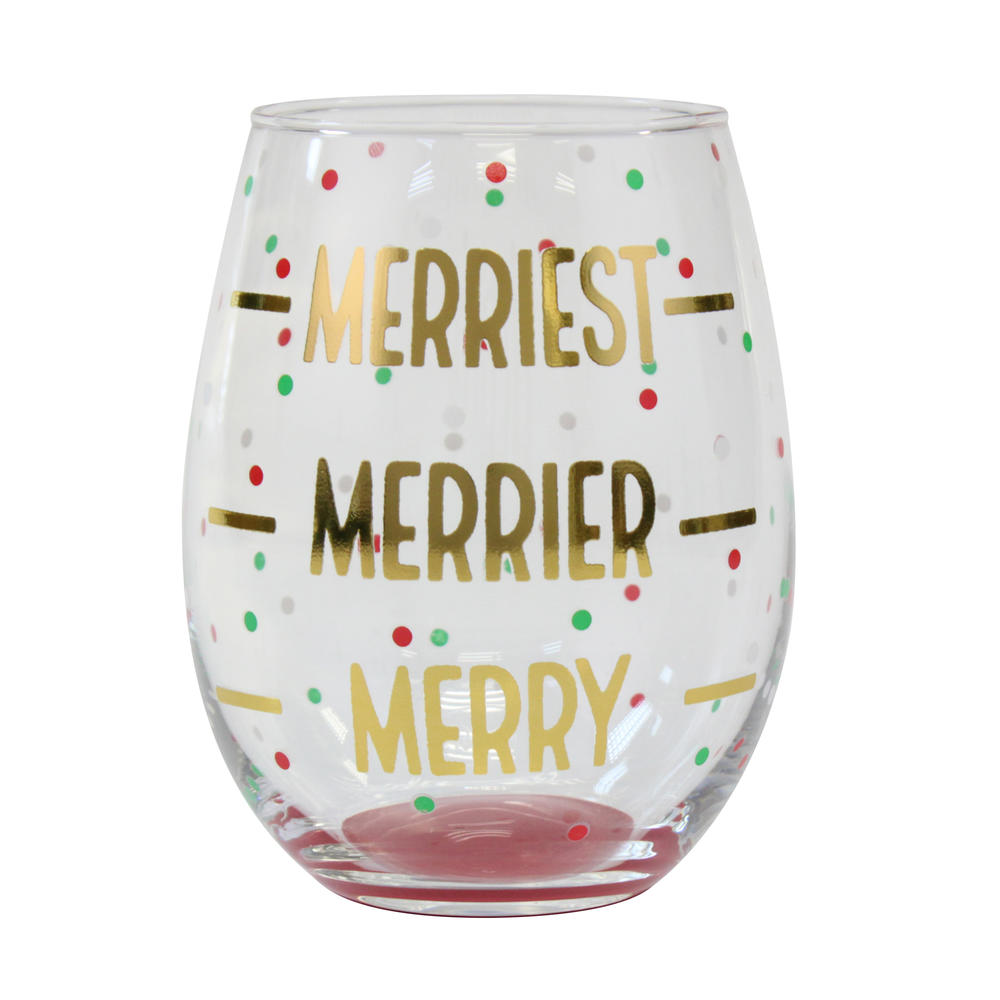 Stemless Wine Glass - Merriest Merrier Merry
