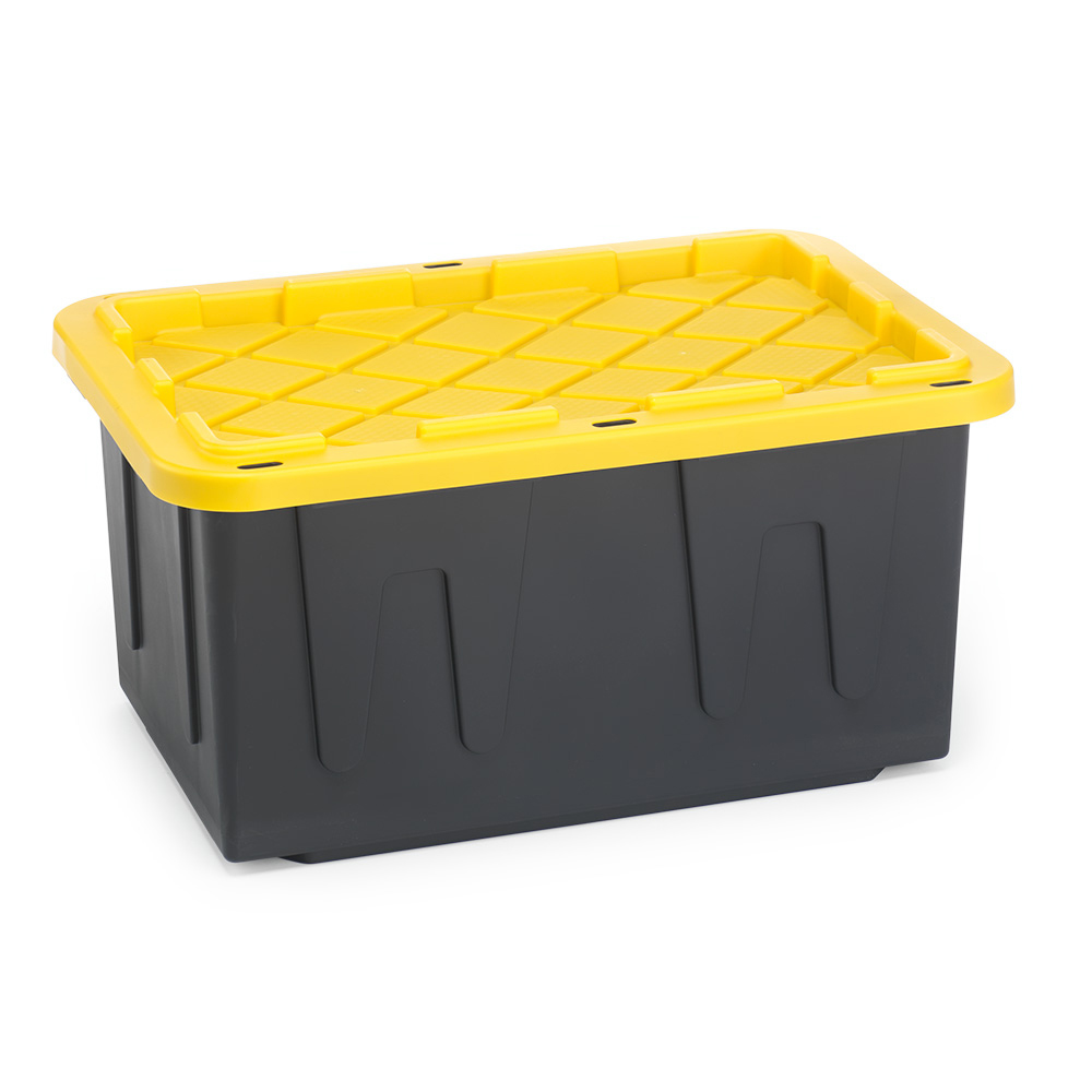 Homz Products Durabilt 27 Gallon Tough Tote Storage Box - Black/Yellow