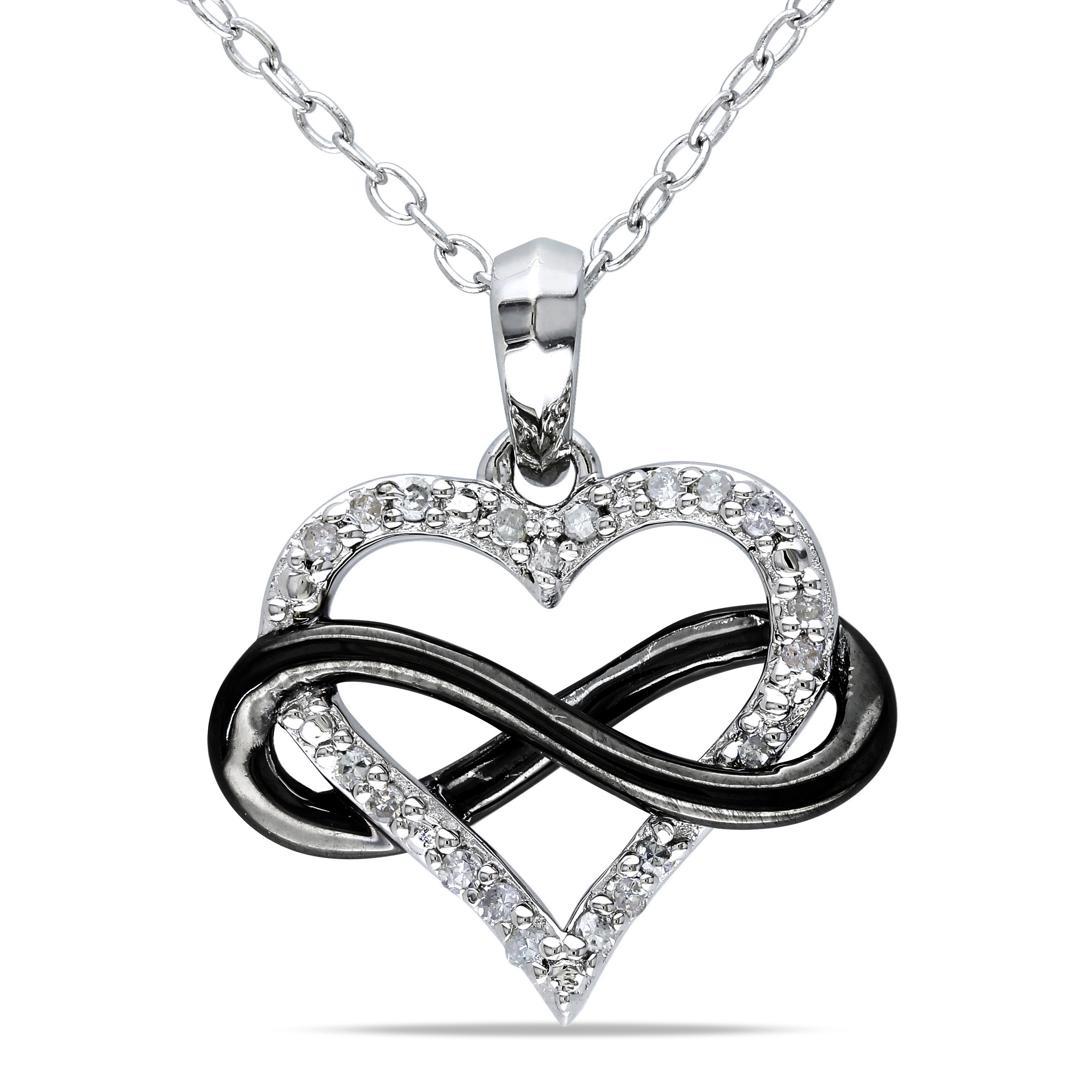 Diamore 1/10 CTTW Diamond Heart Infinity Necklace in ...