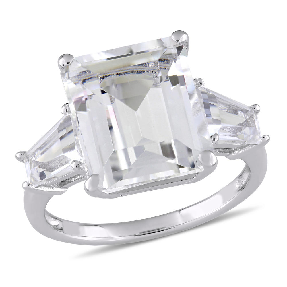 Diamore 8 7/8 CTTW White Topaz 3-Stone Ring in Sterling Silver