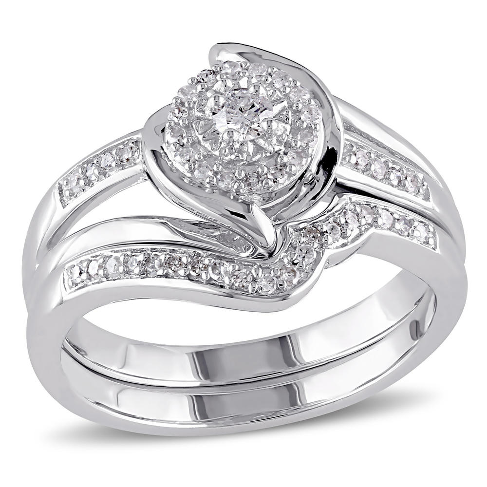 1/4 Cttw. Sterling Silver Diamond Bridal Ring Set (G-H I2-I3)