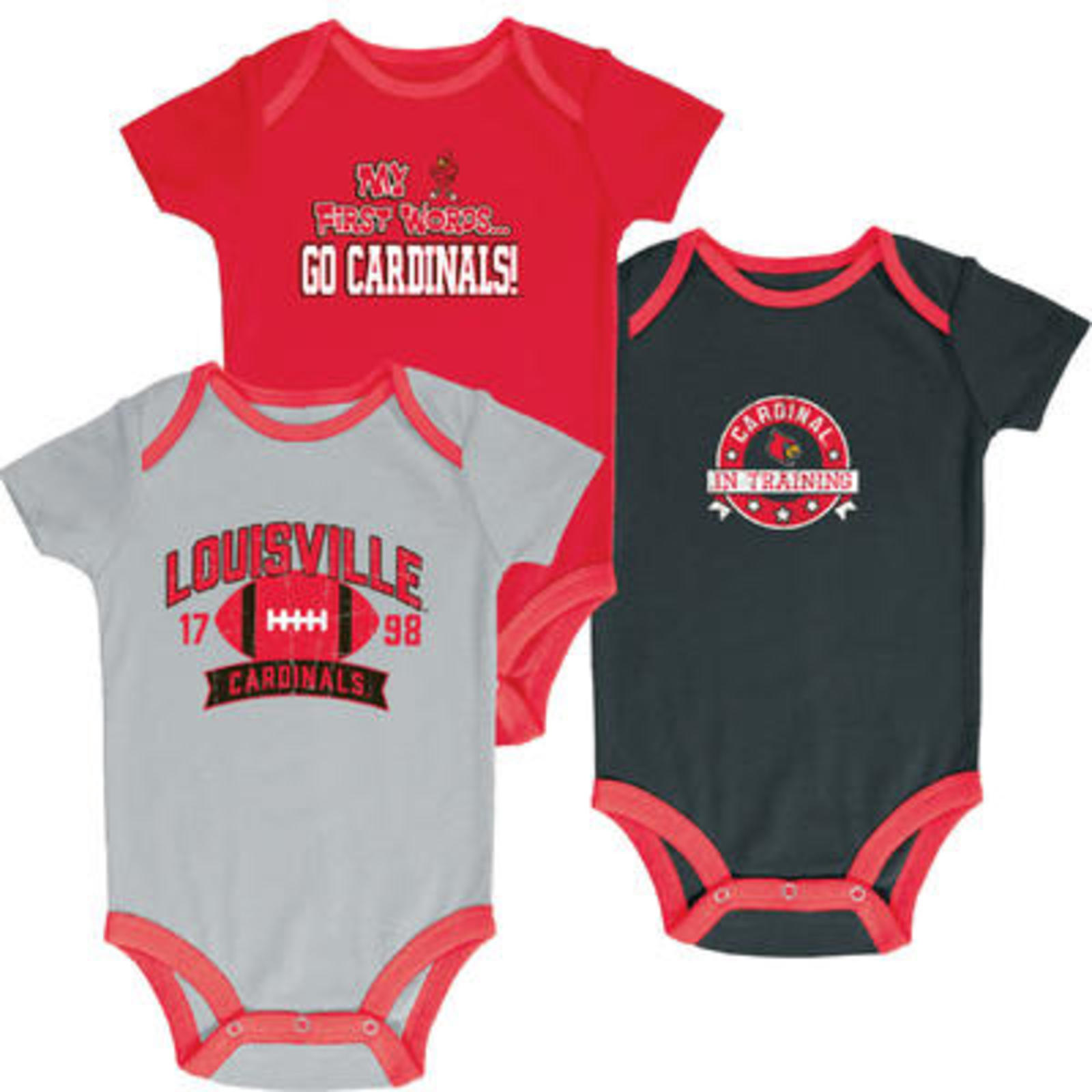 NCAA Infant Boys’ 3-Pack Graphic Bodysuits - Louisville Cardinals, Size: 0-3 Months NCAA Infant Boys’ 3-Pack Graphic Bodysuits - Louisville Cardinals, Size: 0-3 Months