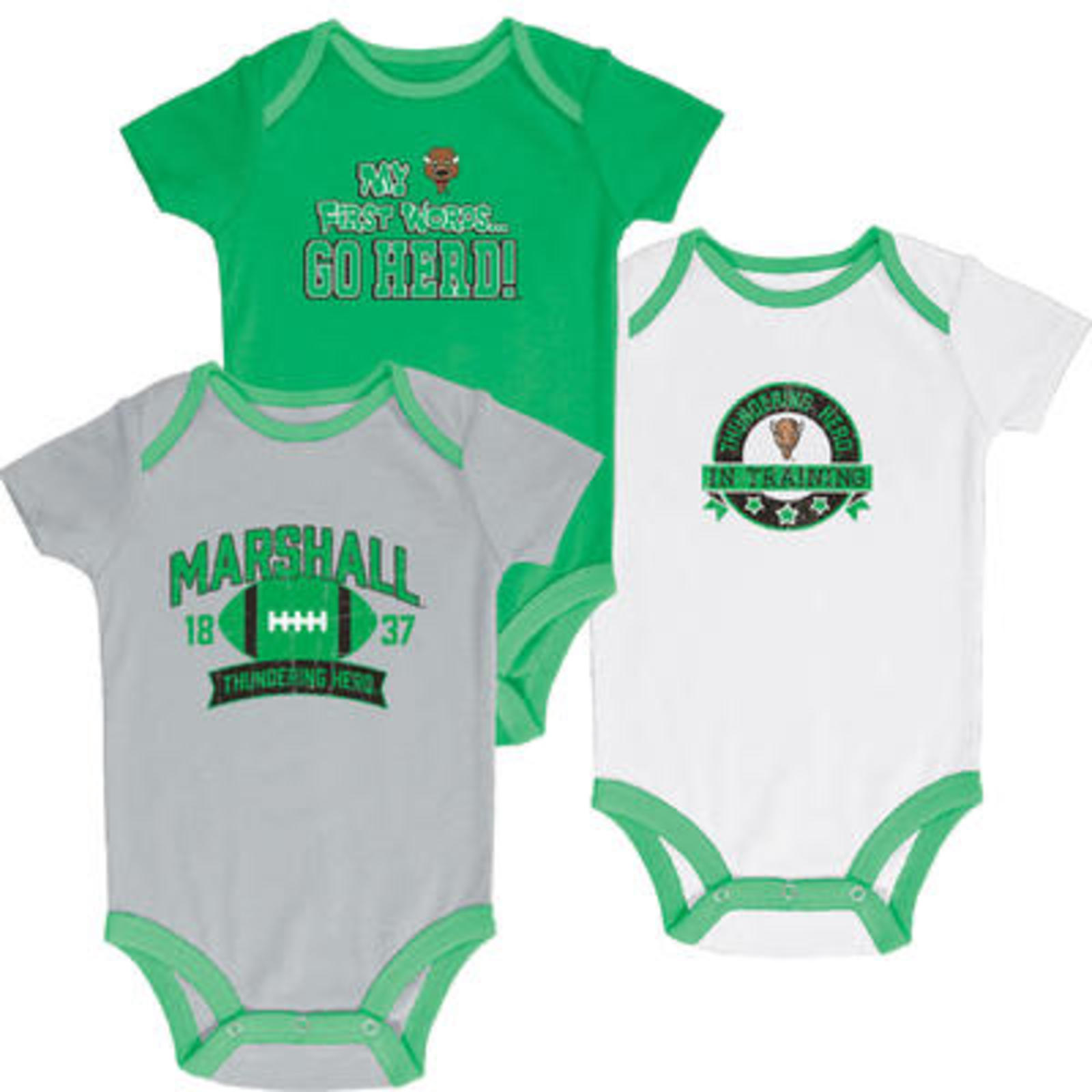 NCAA Infant Boys’ 3-Pack Graphic Bodysuits - Marshall Thundering Herd, Size: 12 months NCAA Infant Boys’ 3-Pack Graphic Bodysuits - Marshall Thundering Herd, Size: 12 months