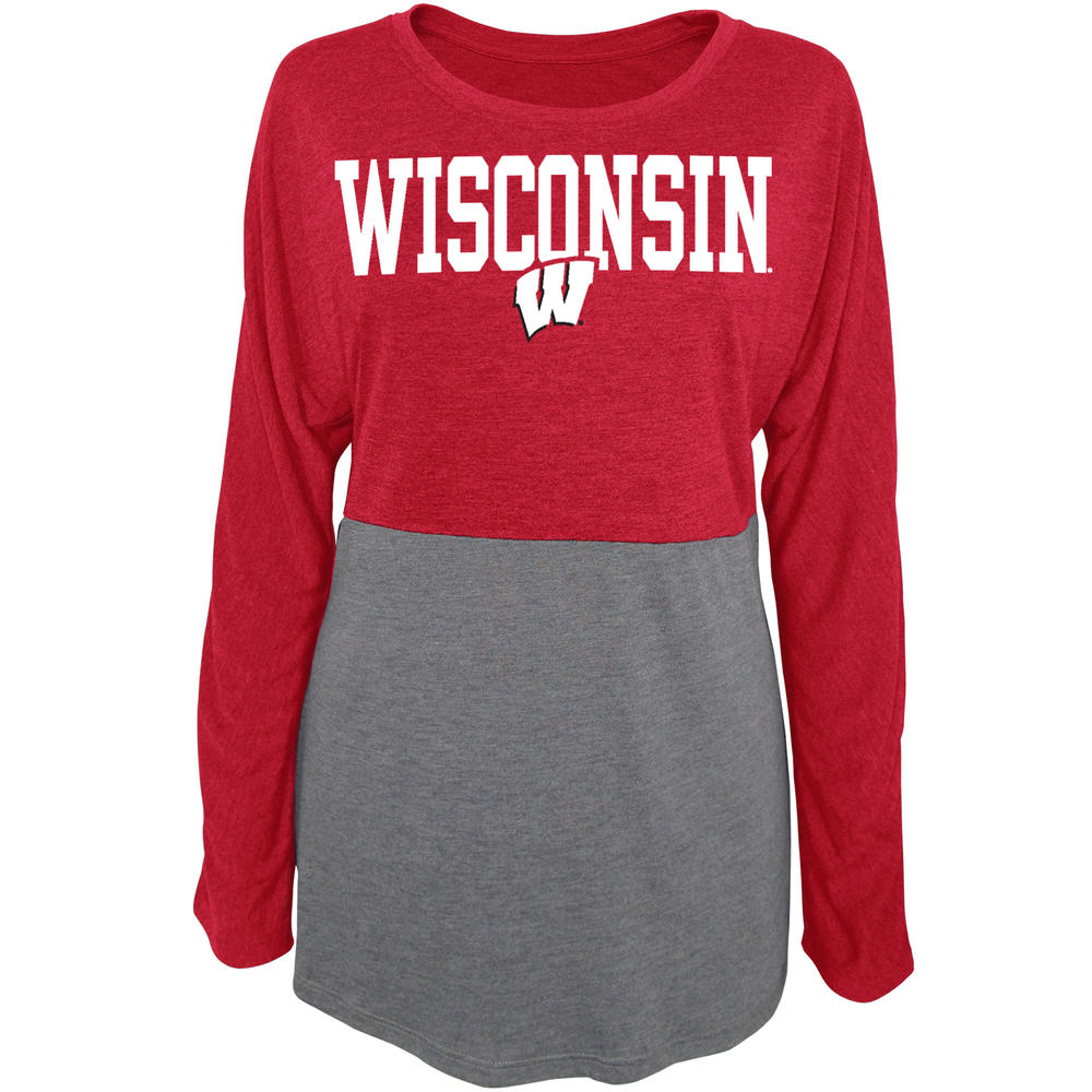 NCAA Wisconsin Badgers Women's Long Sleeve Scoop Neck Top