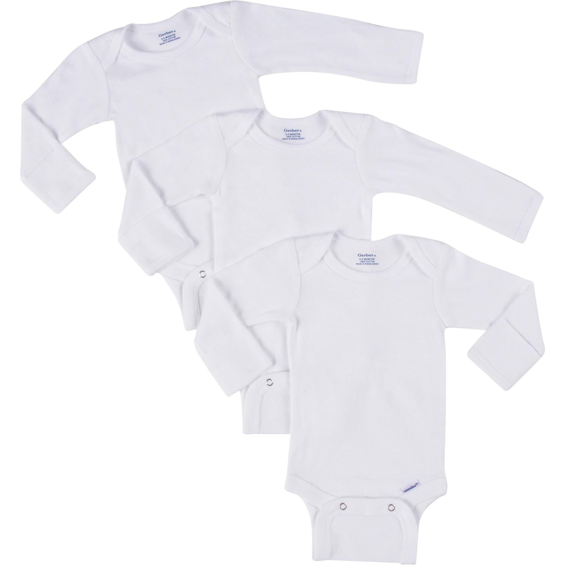 Gerber Newborn & Infant's 3-Pack Long-Sleeve Onesies