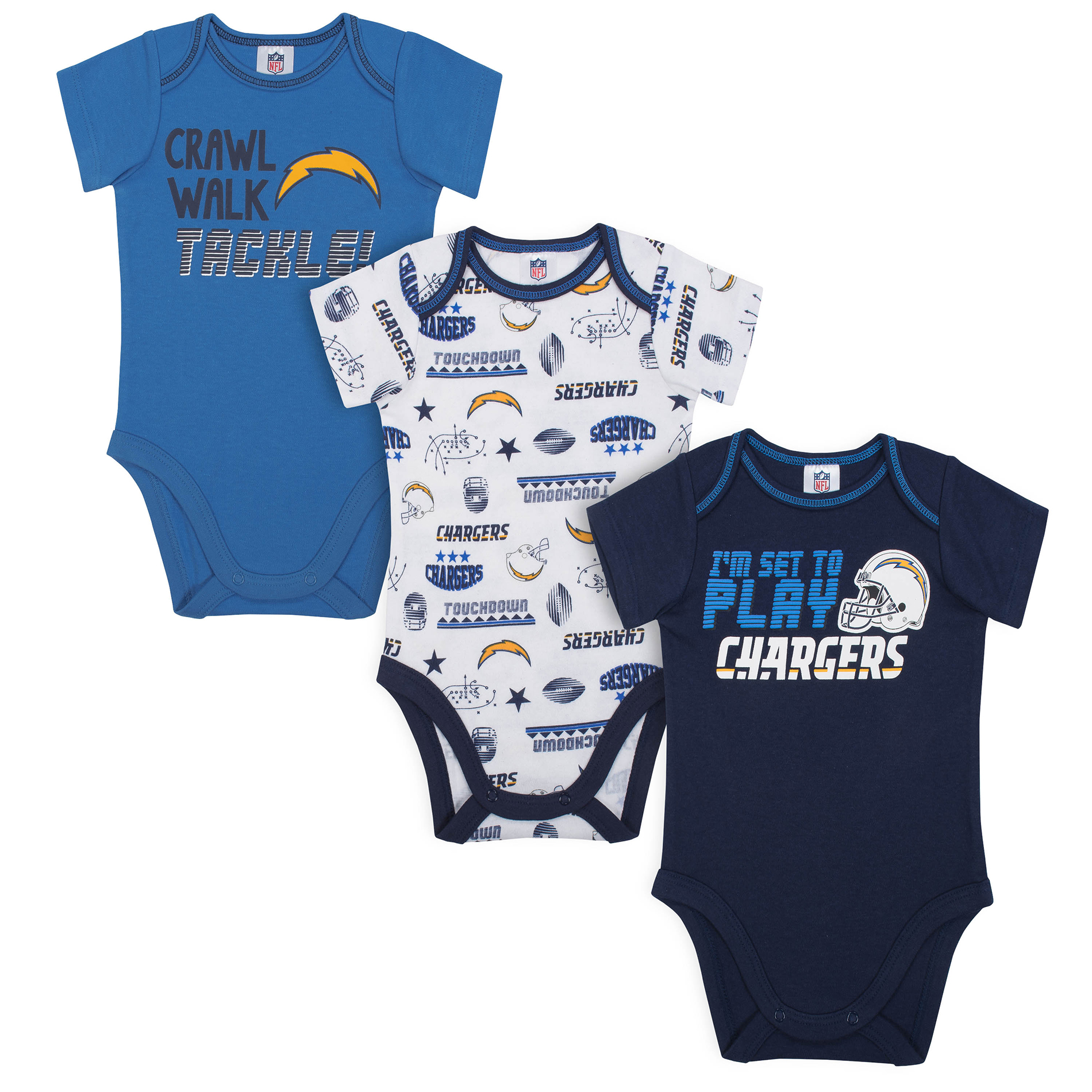 NFL Infant Boys&#8217; 3-Pack Short-Sleeve Bodysuits - Los Angeles Chargers